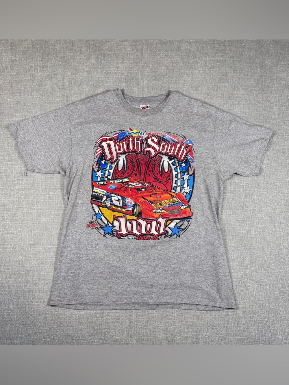 2009 North South 100 Racing Tee XL | Lucas Oil Florence Speedway | Grey Anvil